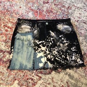 Bleached Denim Jean Skirt